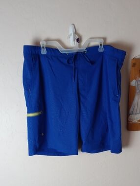 ZeroXposur Royal Blue Men's Swim Board Shorts with Lime Accents